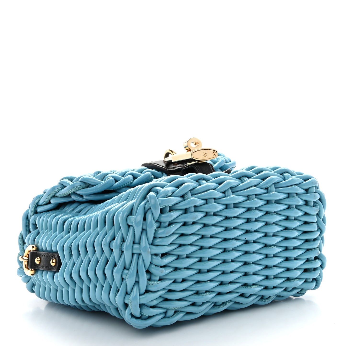 Woven Calfskin Padlock Shoulder Bag