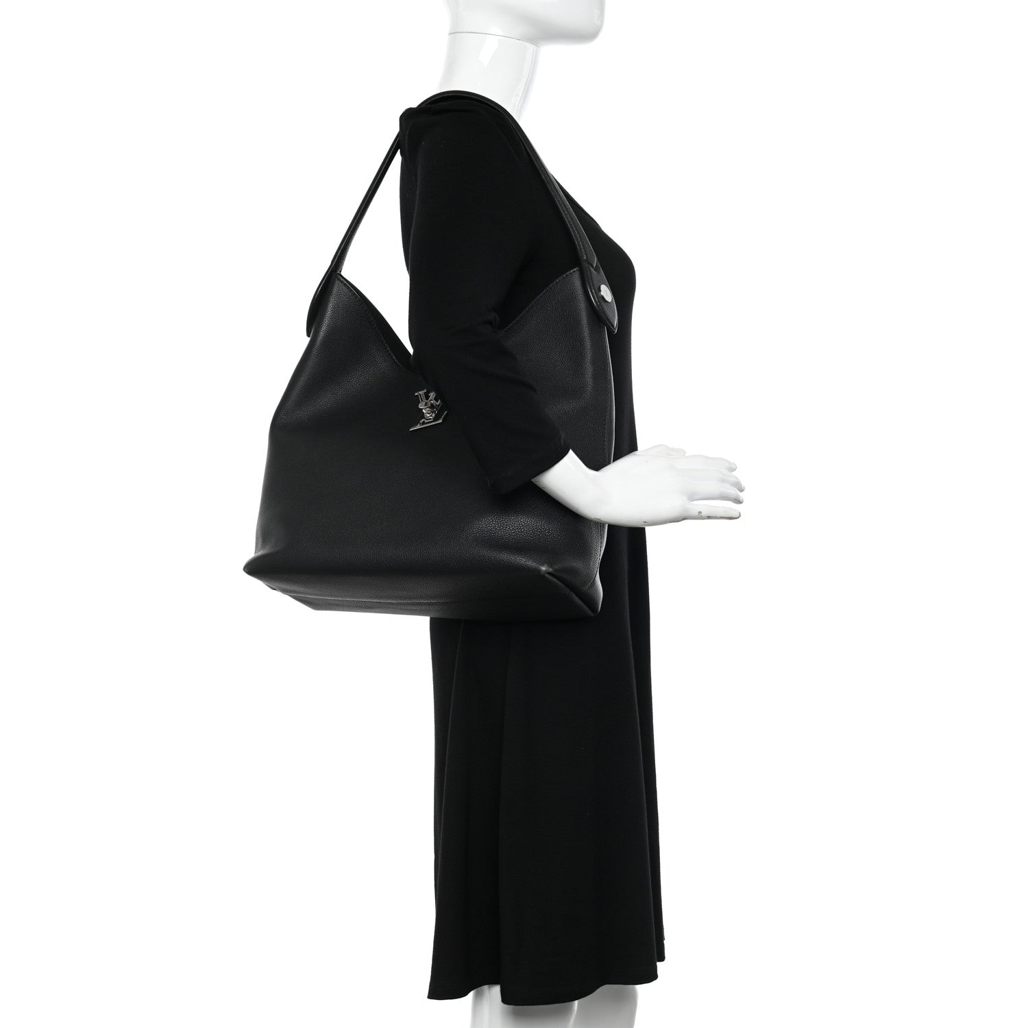 Louis Vuitton Calfskin Lockme Hobo Black 2 of 11