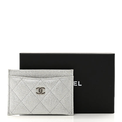 Chanel Glittered Metallic Caviar Quilted Card Holder Silver 9 of 9