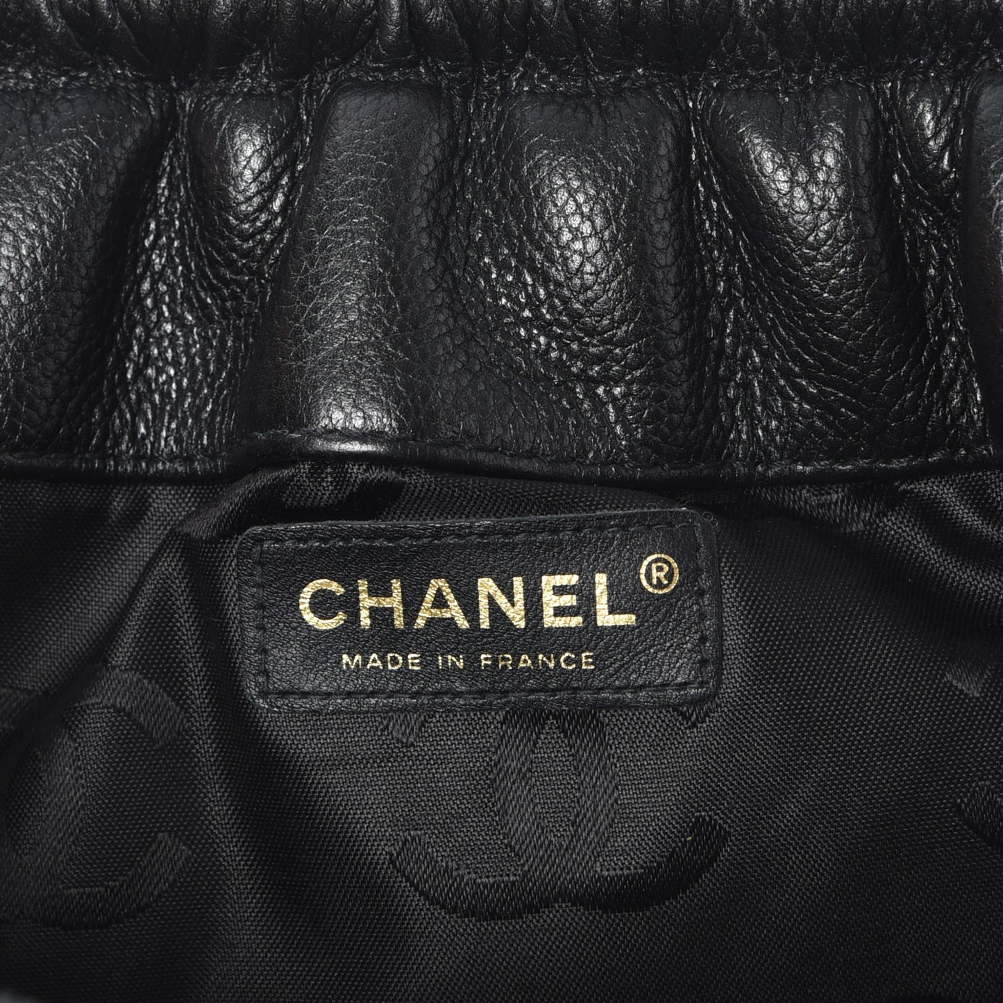 Grained Calfskin CC Framed Shoulder Bag Black
