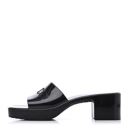 Gucci Rubber Gucci Logo Womens Platform 20/60mm Slide Sandals 40 Black 1 of 14