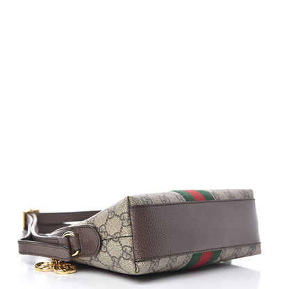 Gucci GG Supreme Monogram Textured Dollar Calfskin Web Small Ophidia Dome Shoulder Bag Beige Ebony New Acero 4 of 12