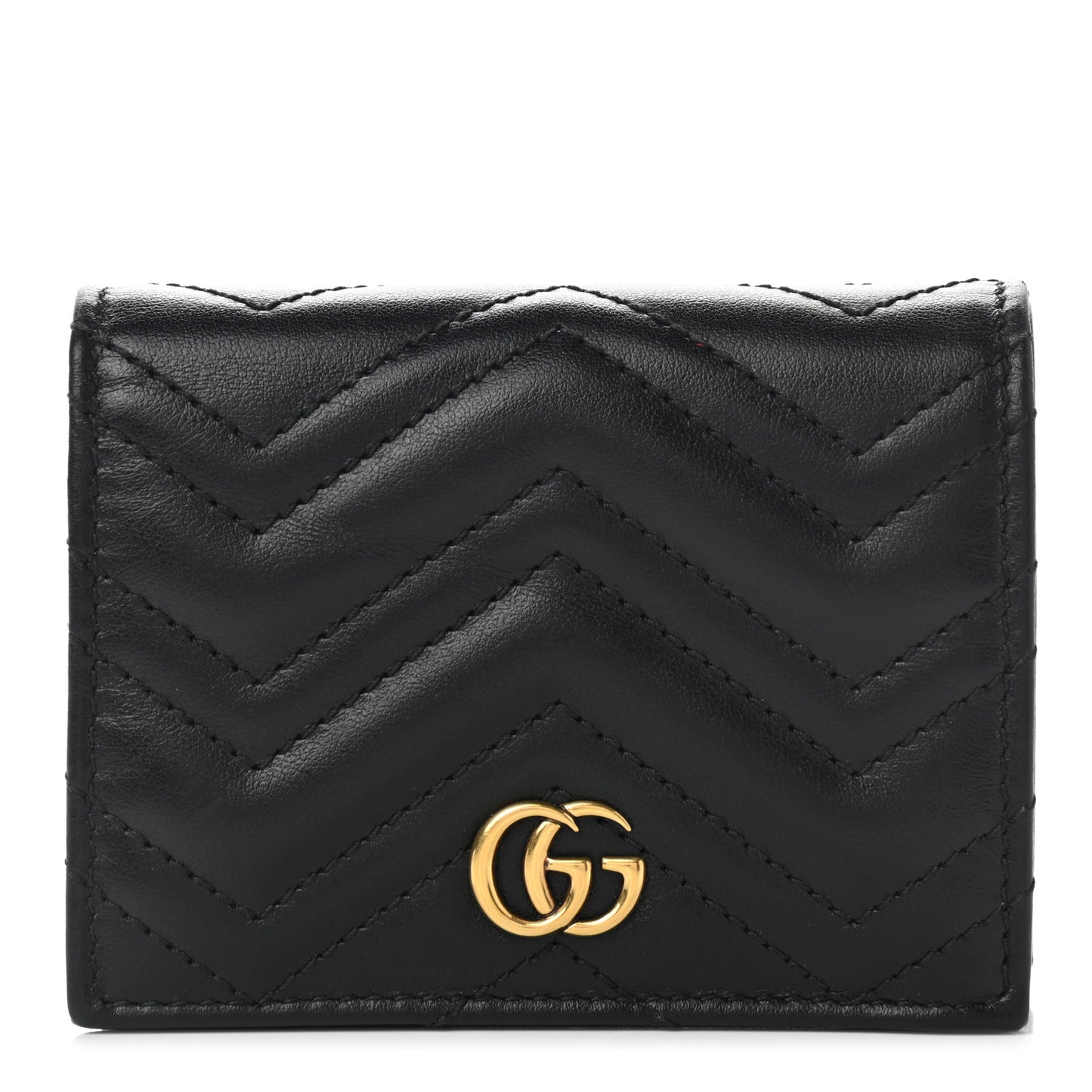 Calfskin Matelasse GG Marmont Card Case Wallet Black