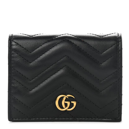 Gucci Calfskin Matelasse GG Marmont Card Case Wallet Black 1 of 7