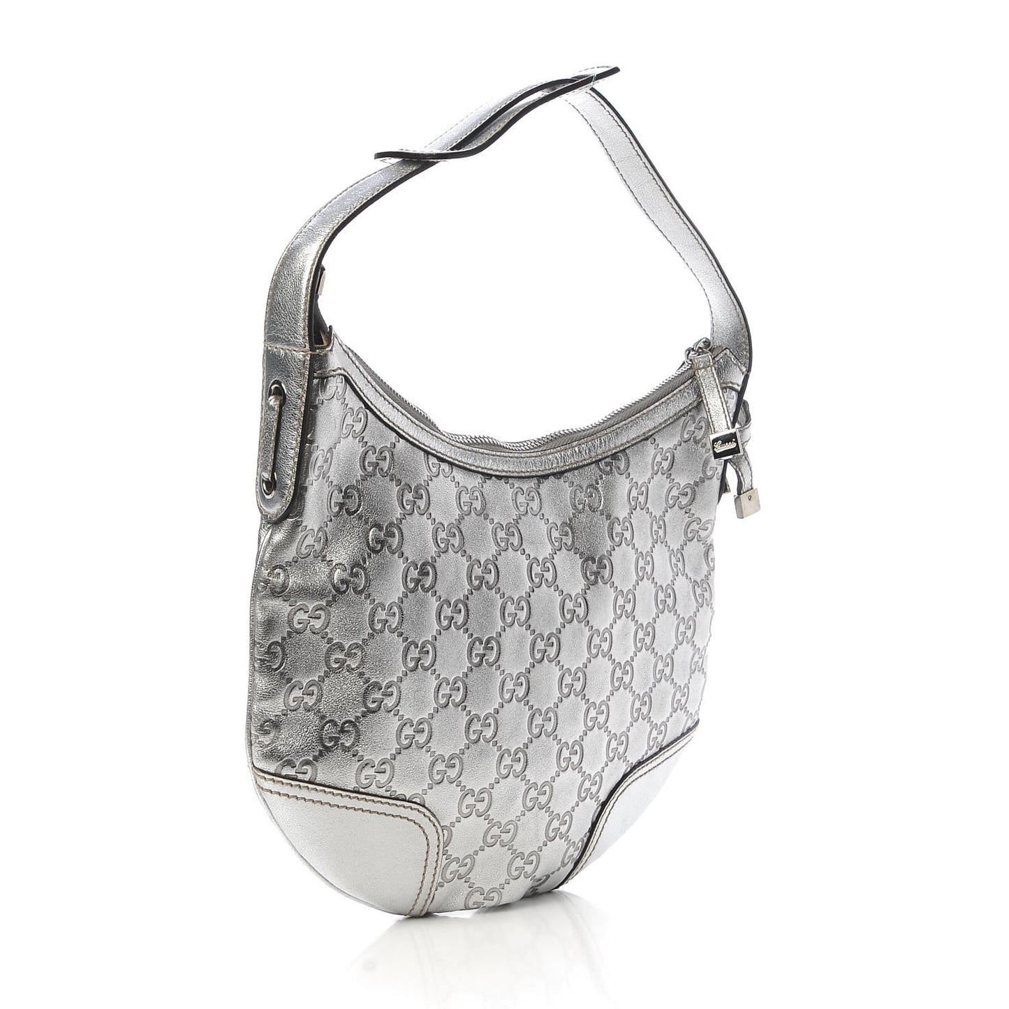 Metallic Guccissima Small Princy Hobo Silver