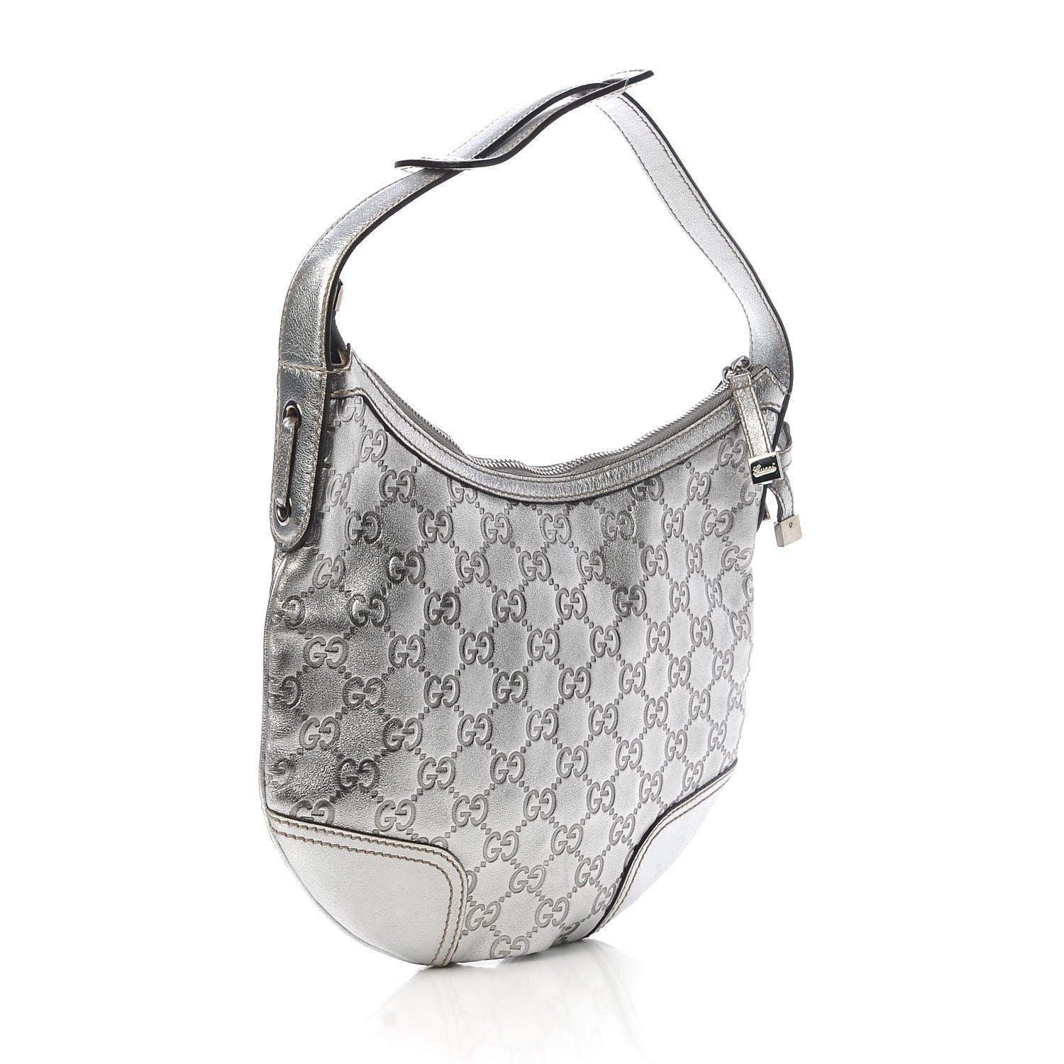 Gucci Metallic Guccissima Small Princy Hobo Silver 3 of 9