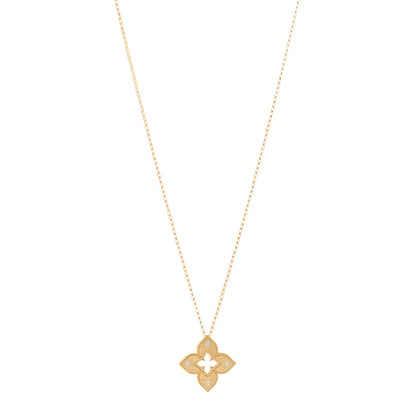 Roberto Coin 18K Yellow Gold Diamond Medium Venetian Princess Flower Pendant Necklace 1 of 5