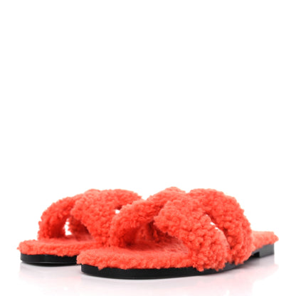 Hermes Woolskin Oran Sandals 40.5 Orange 4 of 8