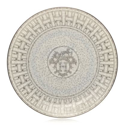 Hermes Porcelain Mosaique au 24 Platine Dessert Plate 8.3 1 of 9