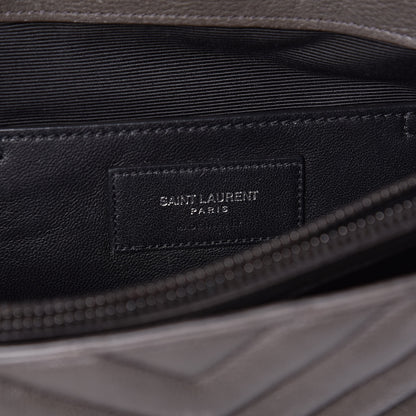 Saint Laurent Sheepskin Matelasse Chevron Monogram Large College Satchel Dark Anthracite 6 of 16