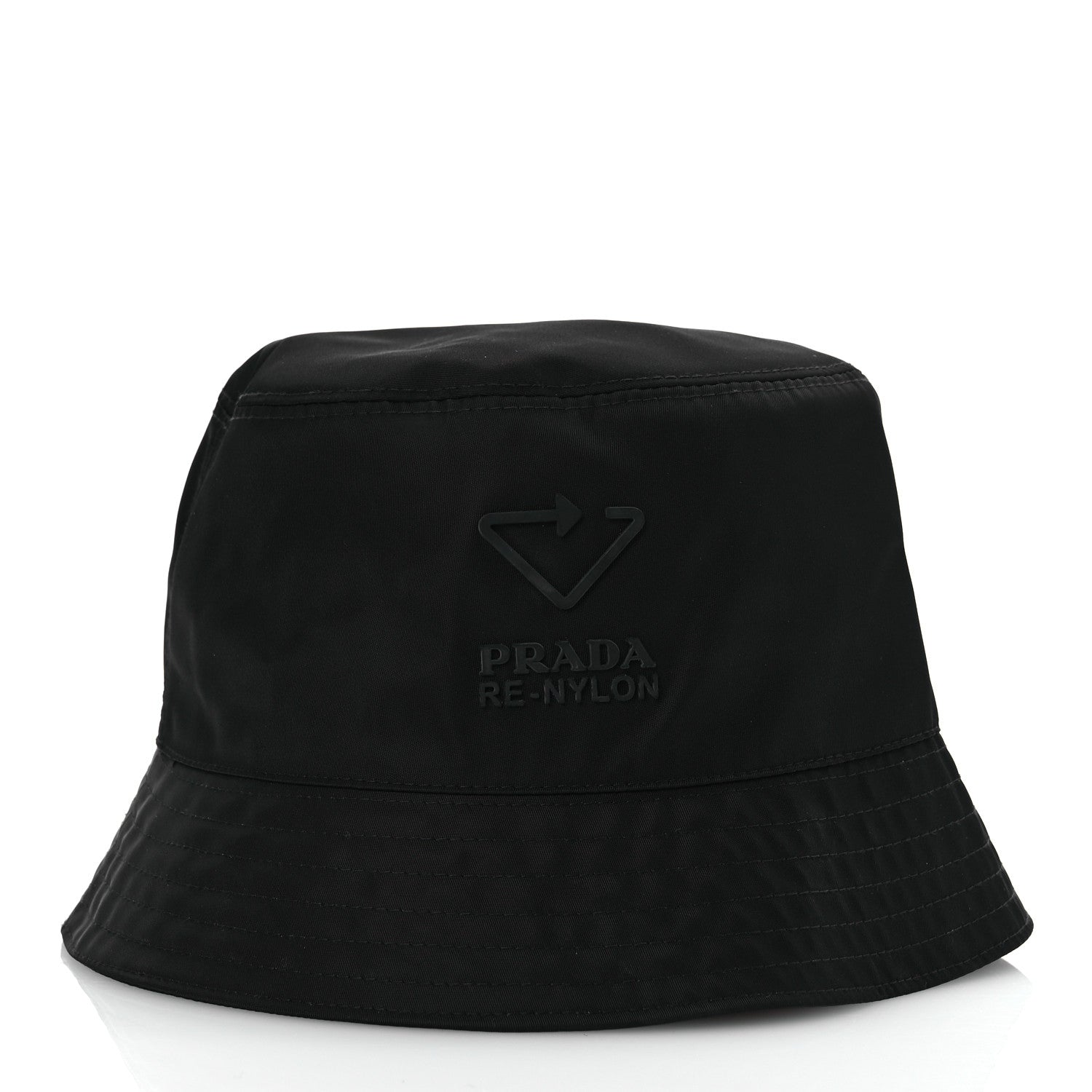 Prada Re-Nylon Rubber Logo Mens Bucket Hat M Black 6 of 10