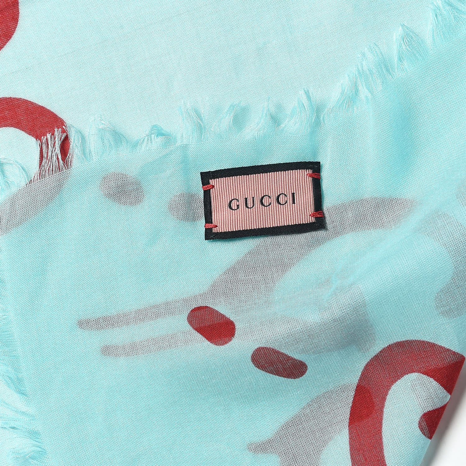 Gucci Modal Silk GG Writers Shawl Bluette Red 4 of 4