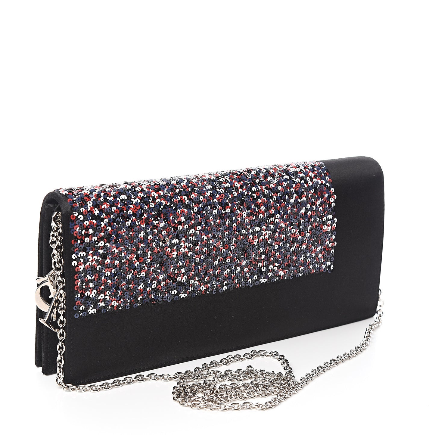 Satin Sequin Chain Crossbody Black Multicolor