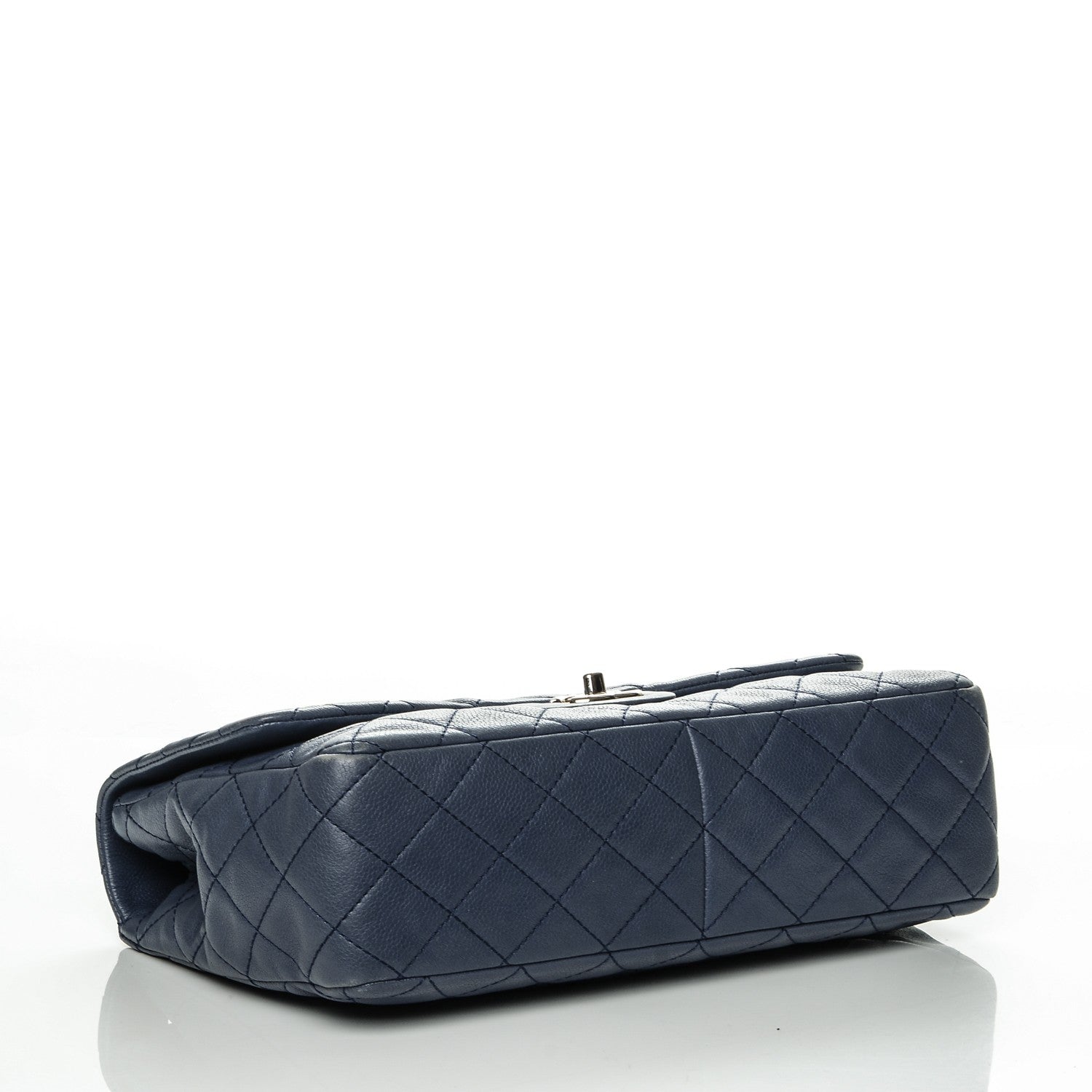 Chanel Washed Caviar Quilted Jumbo Single Flap Blue Roi 4 of 9