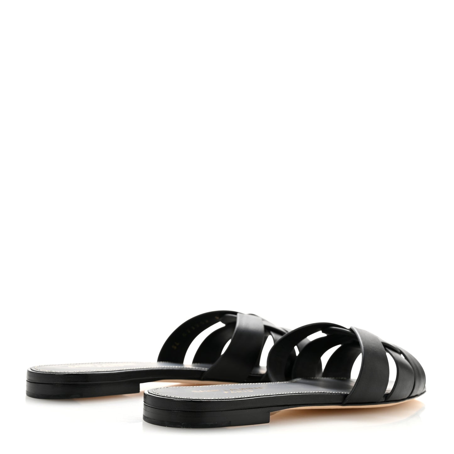 Calfskin Tribute 05 Slide Sandals 36.5 Black