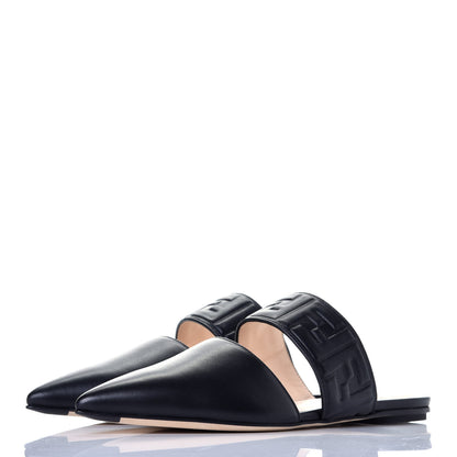 Fendi Nappa FF Embossed Flat Mules 36.5 Black 3 of 8