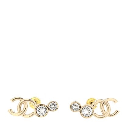 Chanel Crystal CC Earrings Gold 1 of 5