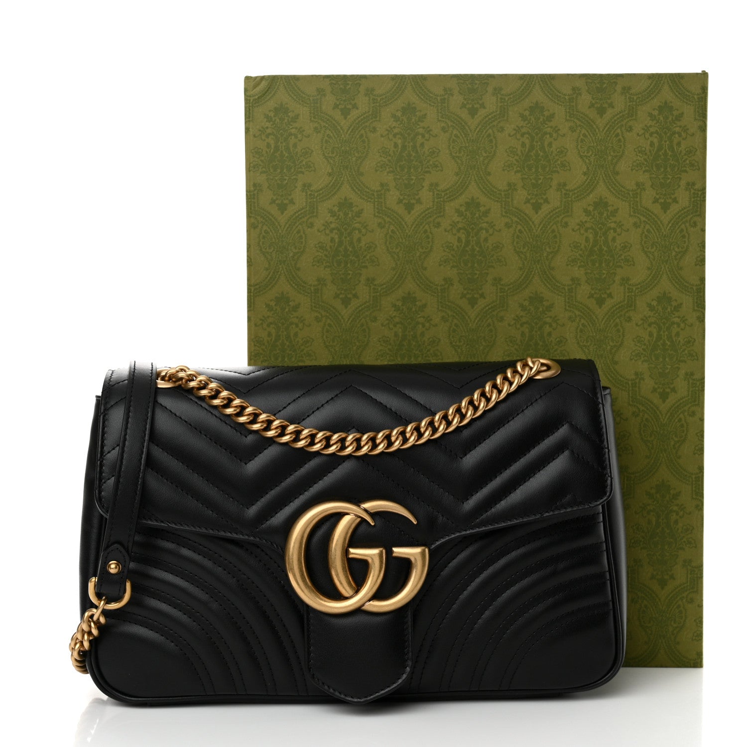 Gucci Calfskin Matelasse Medium GG Marmont Shoulder Bag Black 11 of 11