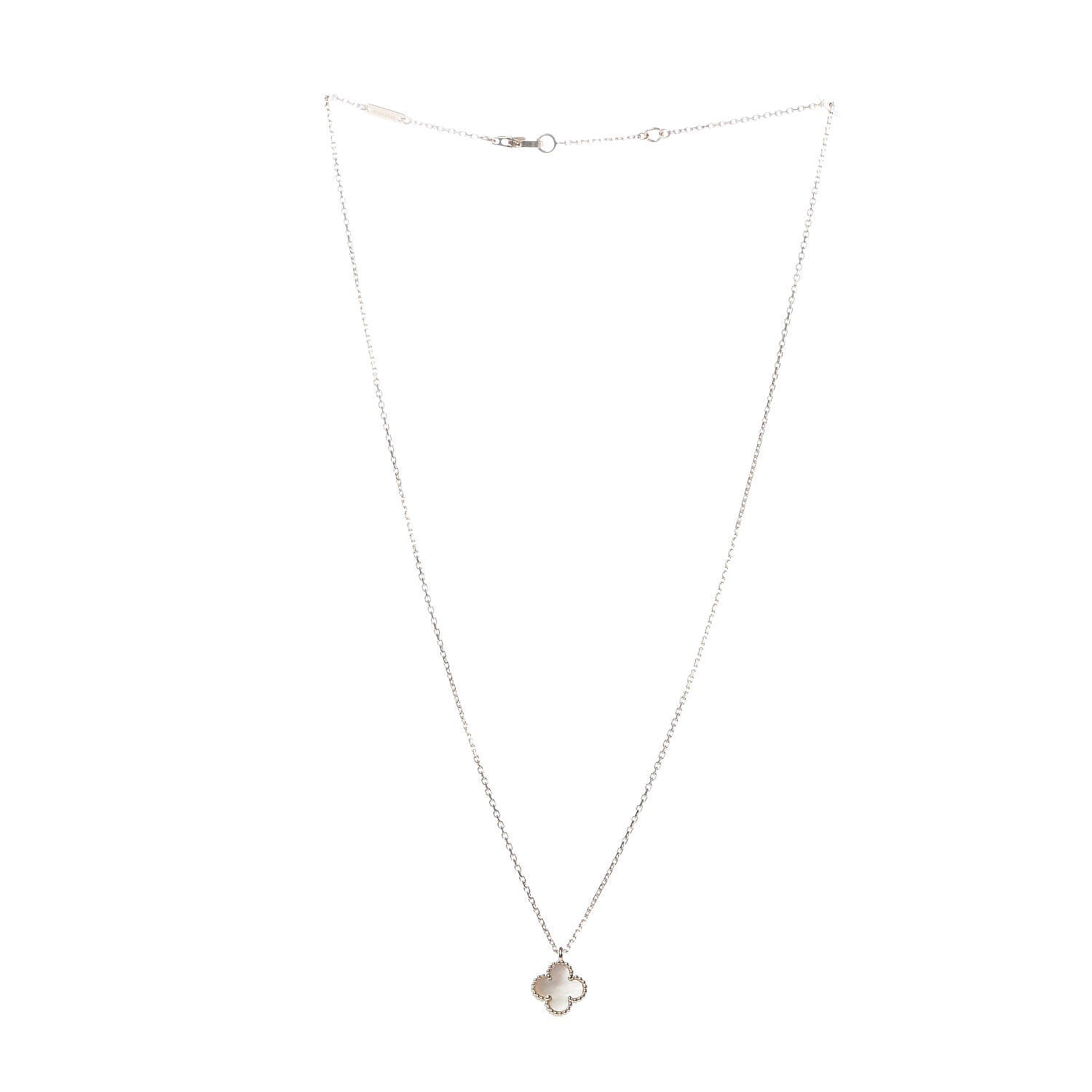 Van Cleef & Arpels 18K Yellow Gold Mother of Pearl Sweet Alhambra Pendant Necklace 3 of 8