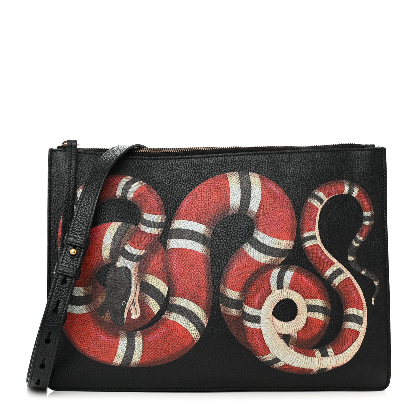 Calfskin Kingsnake Print Messenger Black