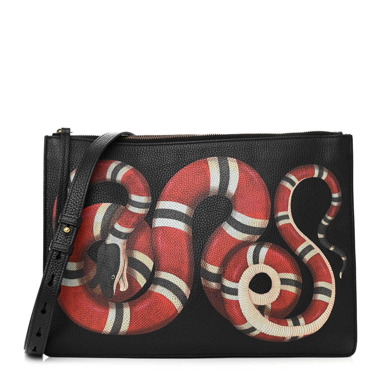 Gucci Calfskin Kingsnake Print Messenger Black 1 of 13