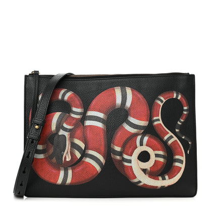 Gucci Calfskin Kingsnake Print Messenger Black 1 of 13