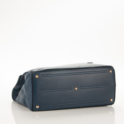 Saint Laurent Calfskin Canvas Large Muse Two Navy 4 of 8