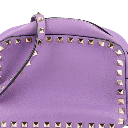 Valentino Garavani Pebbled Calfskin Rockstud Camera Crossbody Bag Purple 7 of 9