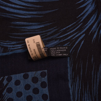 Hermes Cashmere Silk Grrrrr! Scarf 100 Prusse Marine 5 of 5