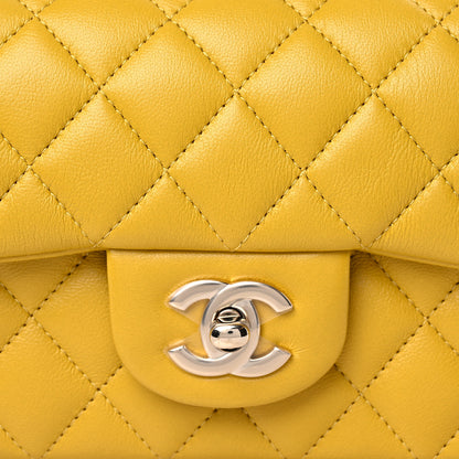 Chanel Lambskin Quilted Mini Top Handle Rectangular Flap Yellow 10 of 11