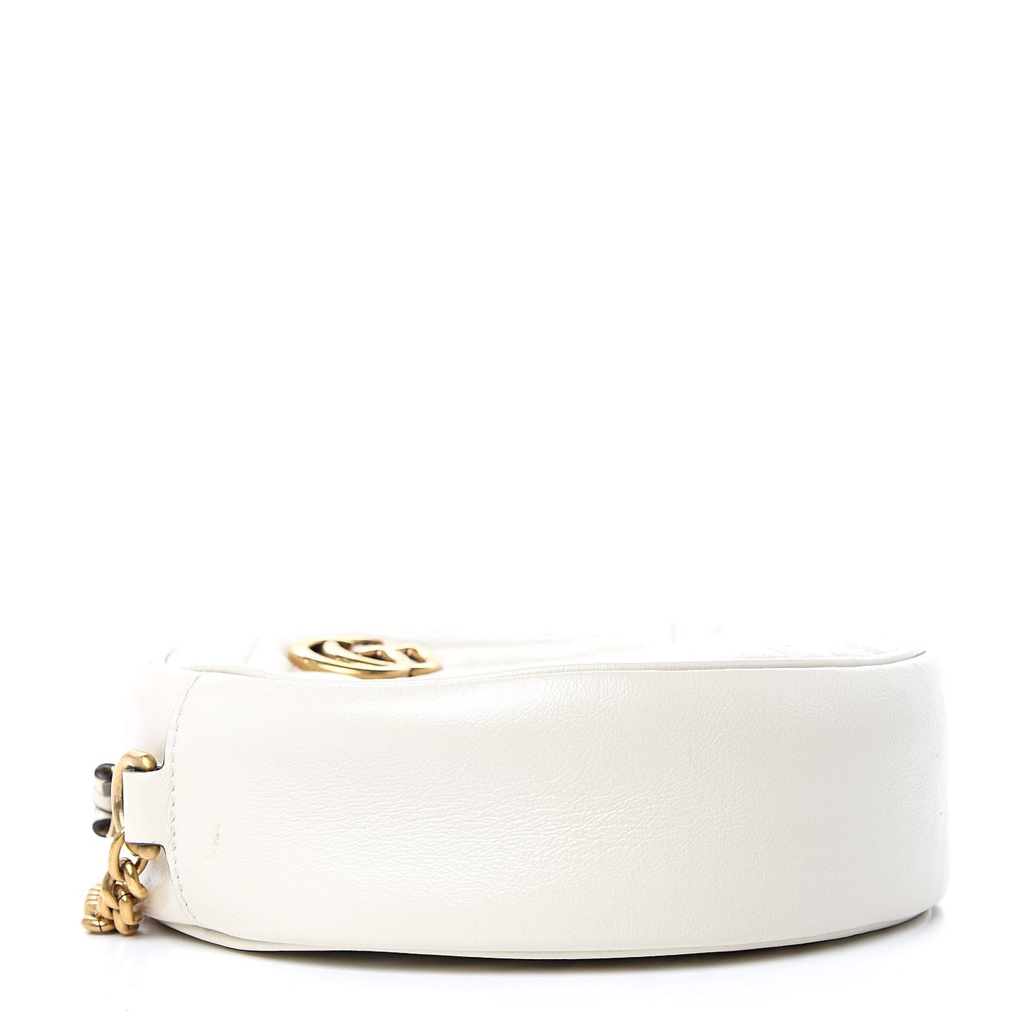 Calfskin Matelasse Mini GG Marmont Round Shoulder Bag White