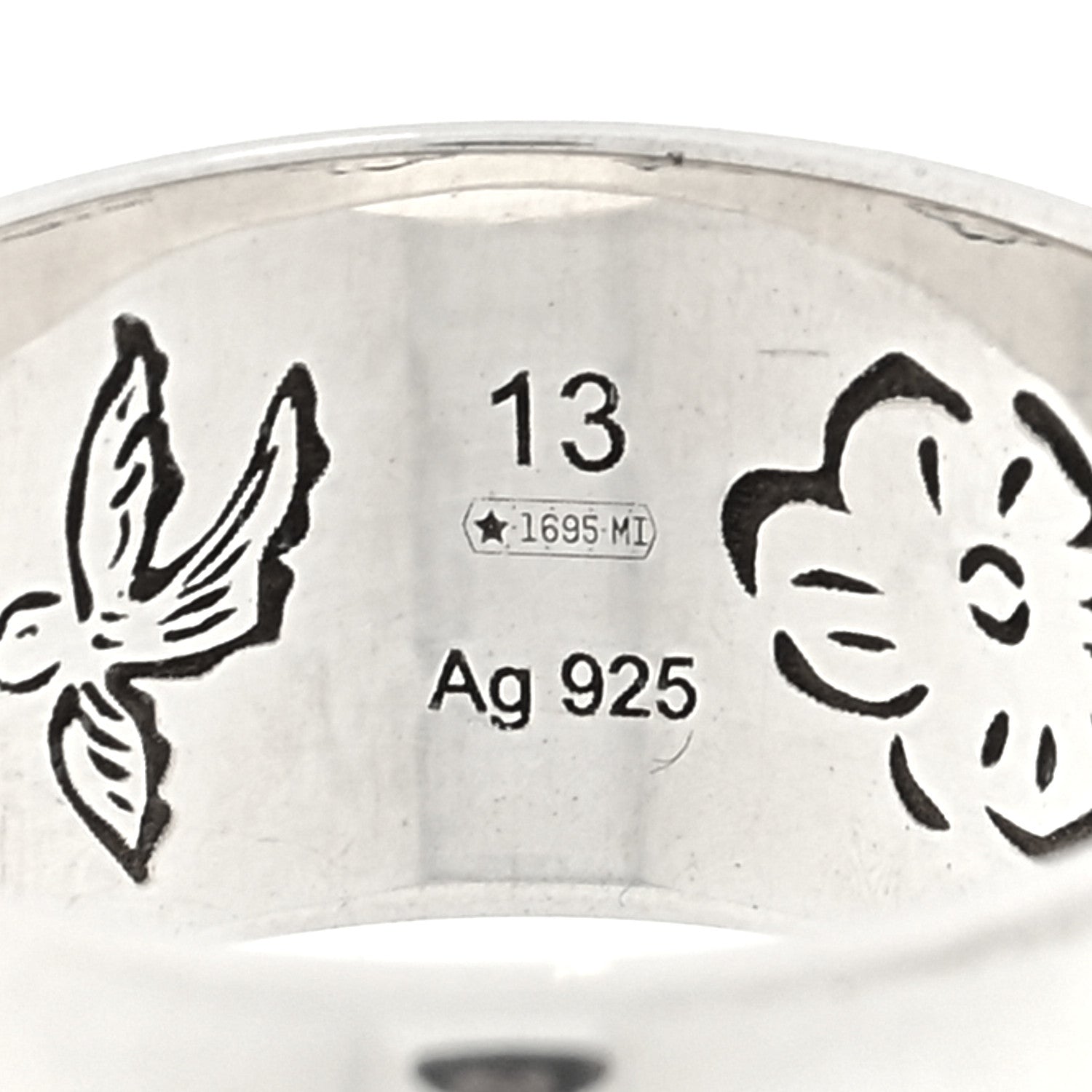 Gucci Sterling Silver Wide Blind for Love Band Ring 53 6.25 5 of 5
