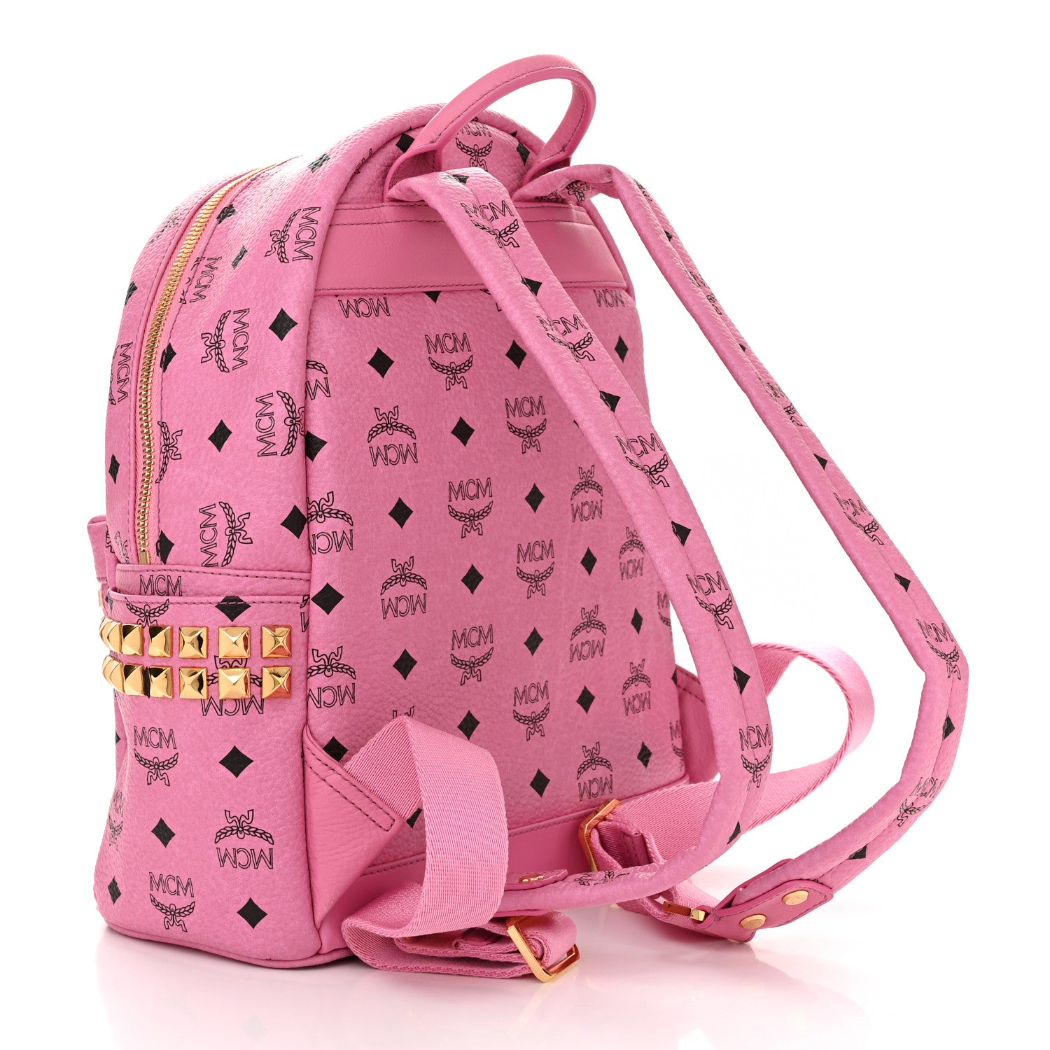 MCM Visetos Small Side Stud Stark Backpack Pink 3 of 9