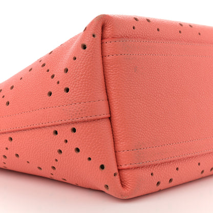 Chanel Perforated Grained Calfskin Small Shopping Tote Coral Beige 7 of 16