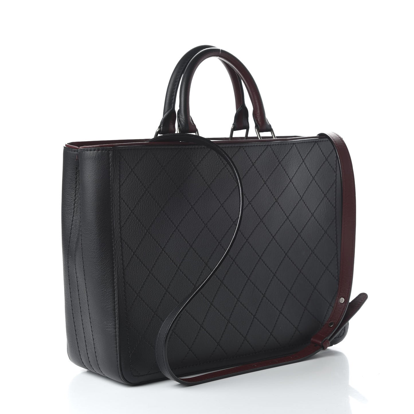Bullskin Stitched Bi-Color Large Shopping Tote Black