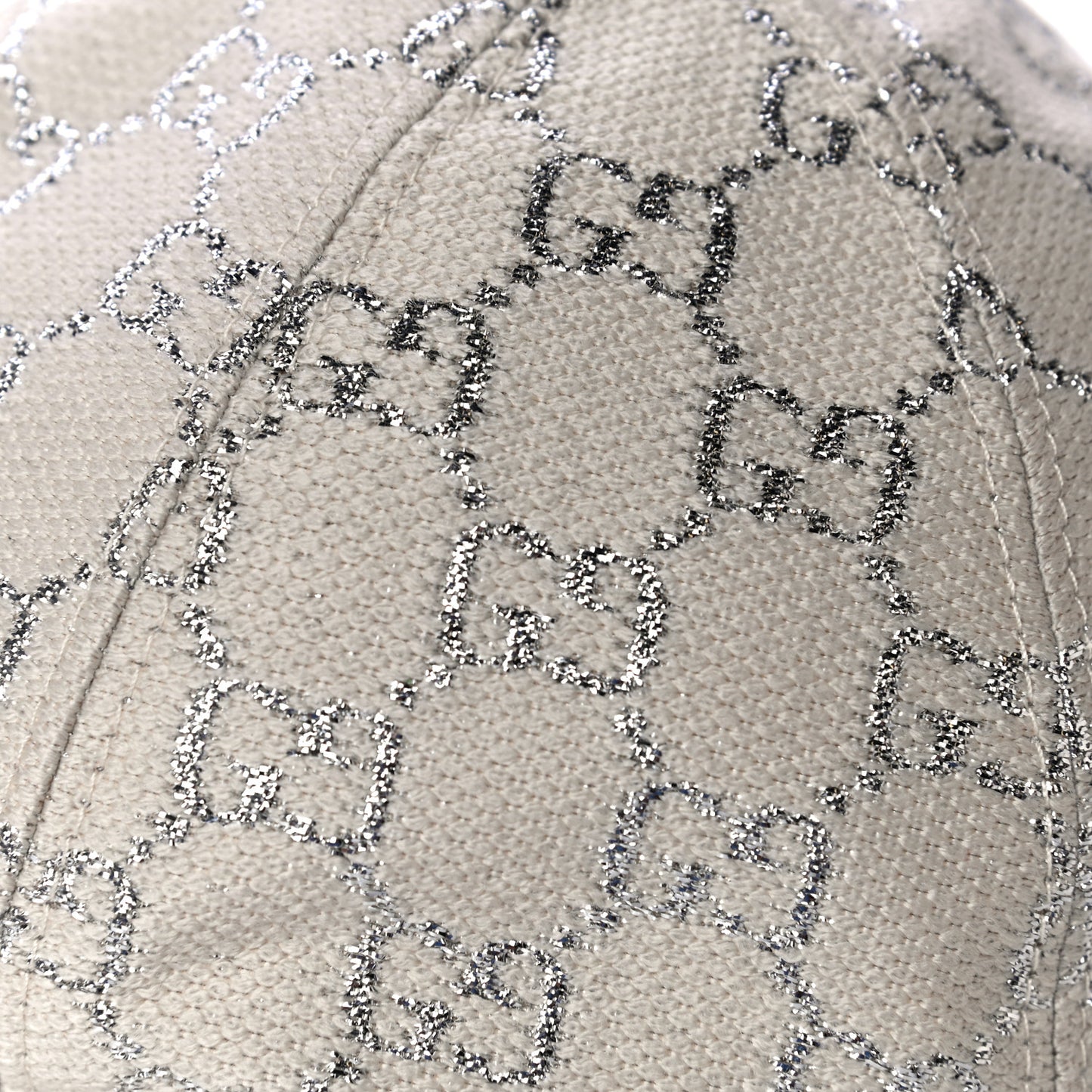 Canvas Lame GG Monogram Rush Baseball Hat M Gardenia Silver