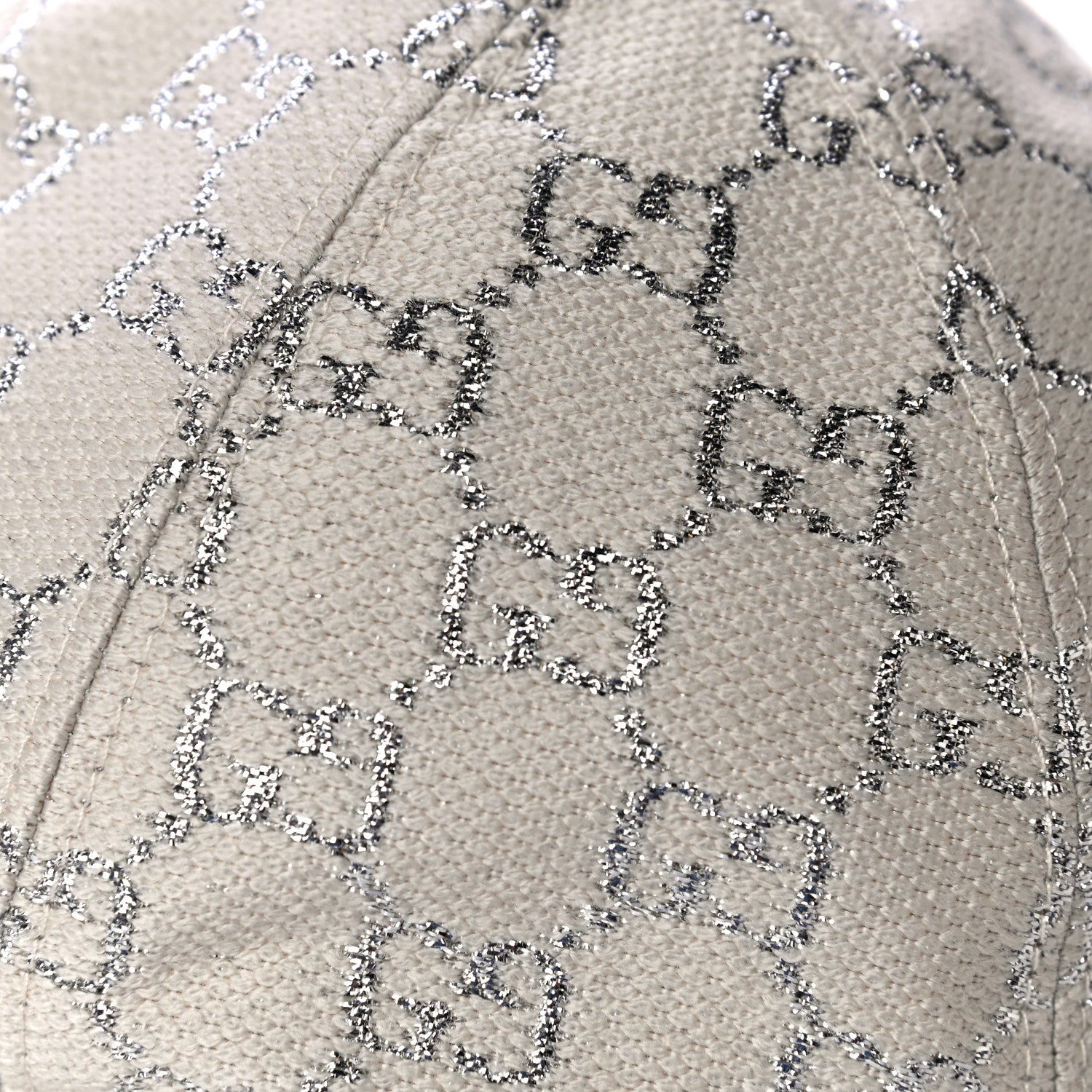 Gucci Canvas Lame GG Monogram Rush Baseball Hat M Gardenia Silver 7 of 8