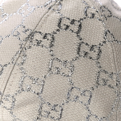 Gucci Canvas Lame GG Monogram Rush Baseball Hat M Gardenia Silver 7 of 8