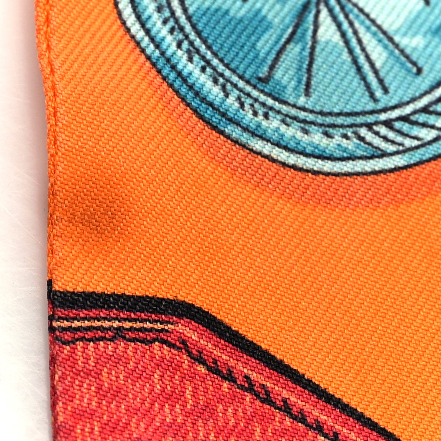 Hermes Silk Epaulettes Twilly Orange Turquoise Vert 4 of 4