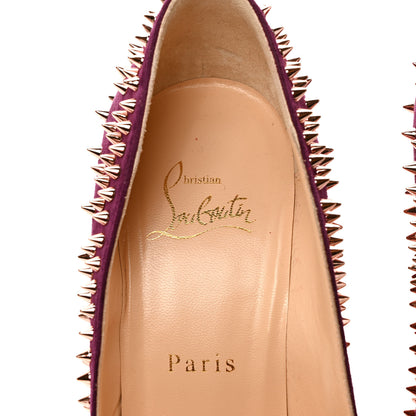 Christian Louboutin Veau Velours Studded Escarpic 100 Pumps 37.5 Purple 7 of 8