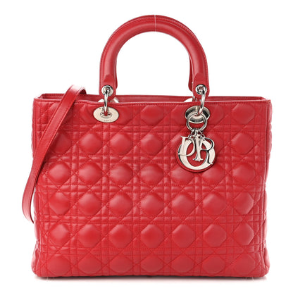Christian Dior Lambskin Cannage Large Lady Dior Red 1 of 12