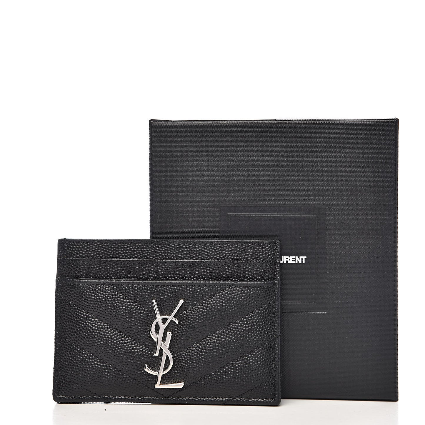 Grain De Poudre Matelasse Chevron Monogram Credit Card Case Black