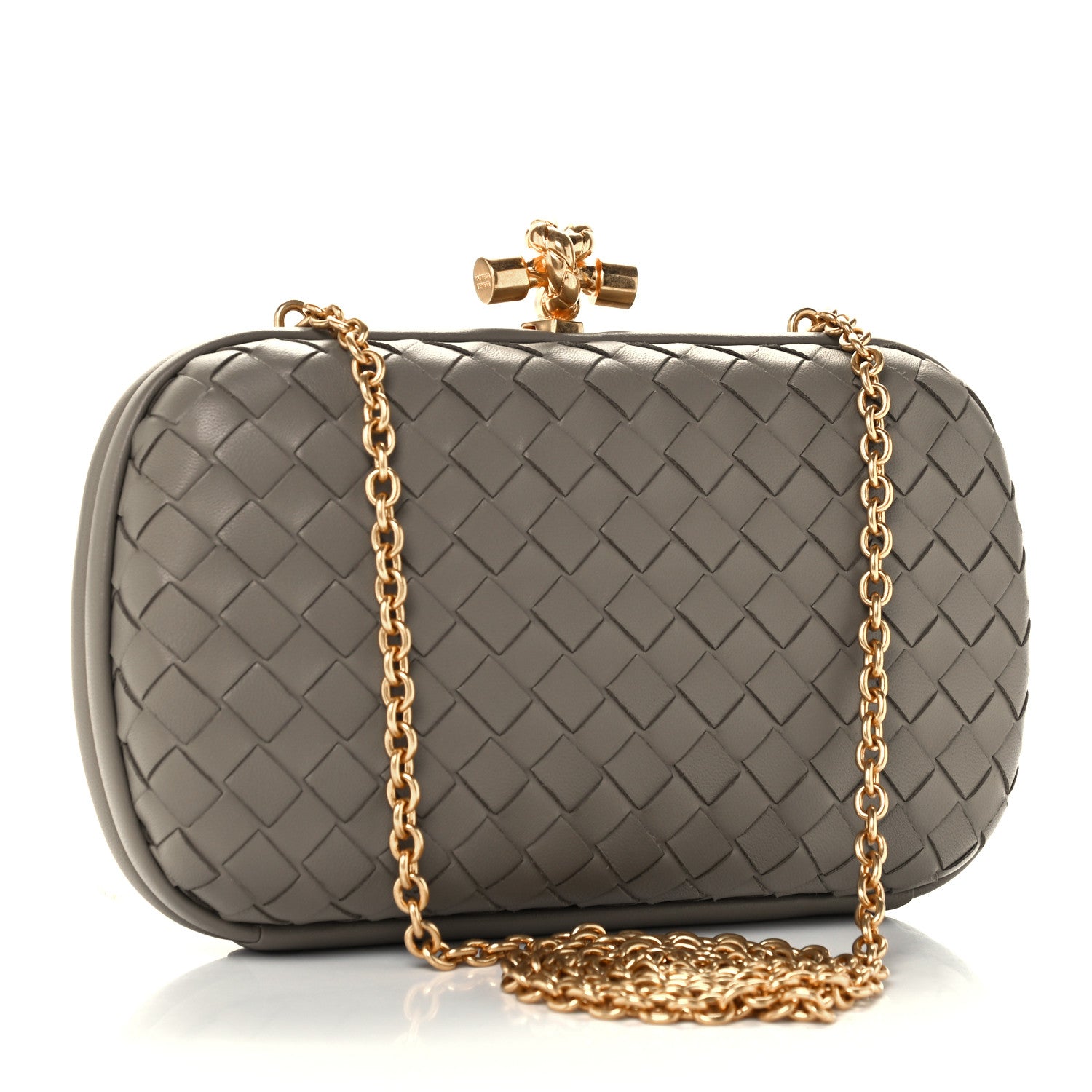 Bottega Veneta Nappa Intrecciato Chain Knot Clutch Steel 3 of 9