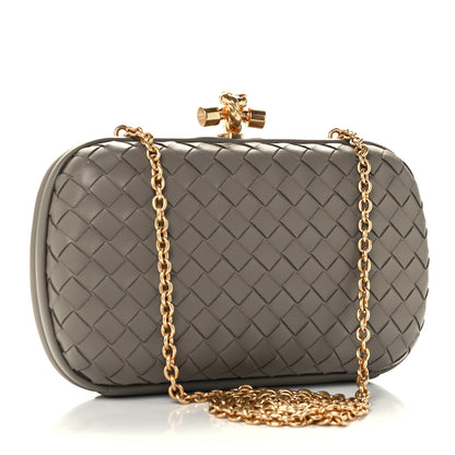 Bottega Veneta Nappa Intrecciato Chain Knot Clutch Steel 3 of 9
