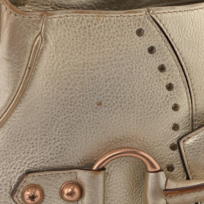 Gucci Metallic Calfskin Horsebit Chain Studded Flap Shoulder Bag Gold 11 of 13