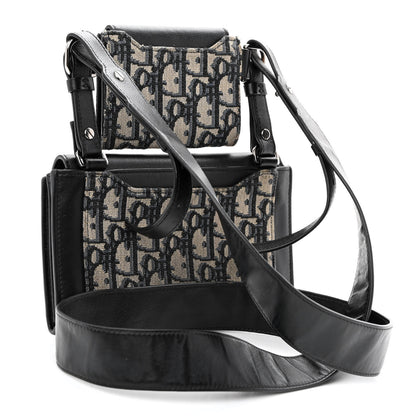 Christian Dior Oblique Smooth Calfskin Elite Shoulder Pouch Beige Black 3 of 12