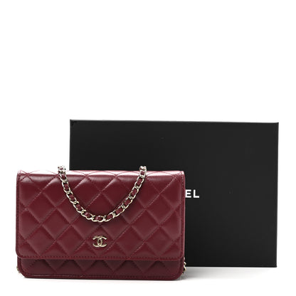 Chanel Lambskin Quilted Wallet On Chain WOC Burgundy 12 of 12