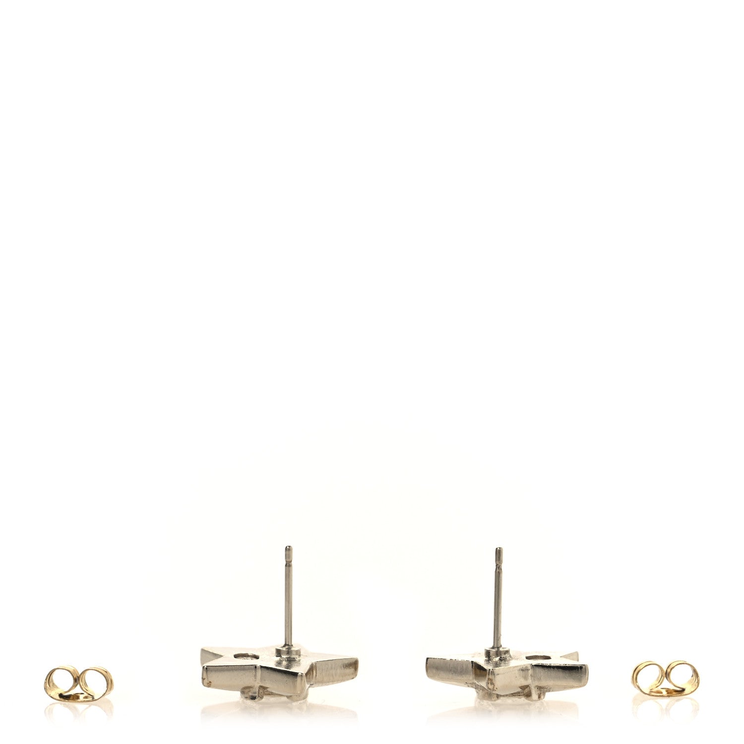 Chanel Crystal Star CC Stud Earrings Silver 3 of 5