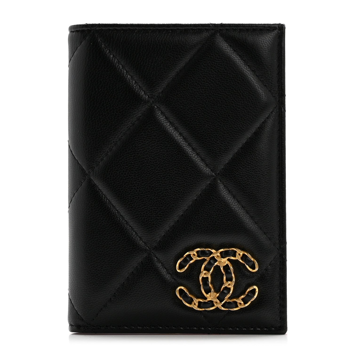Chanel Lambskin Quilted Chanel 19 Passport Holder Black 1 of 10
