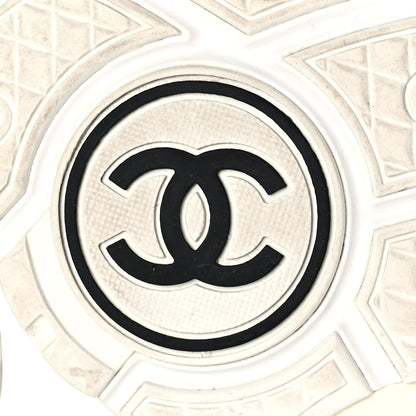 Chanel Suede Calfskin Fabric CC Sneakers 38.5 White 6 of 11
